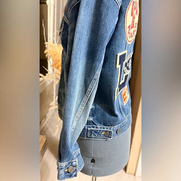 Polo by Ralph Lauren Blue Jean Jacket with Colorful Patches - Picture 5 of 15